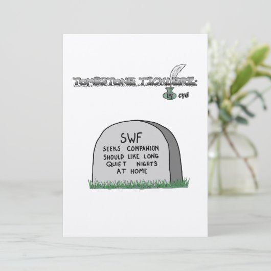 uitnodigingen met grafsteenstijl (Staand voorkant)