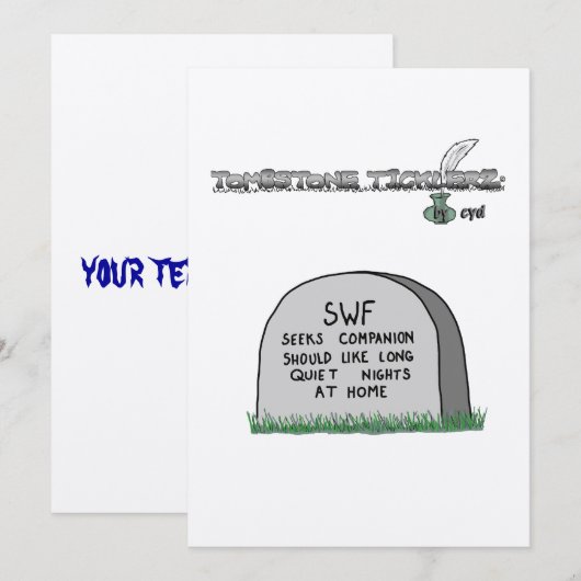 uitnodigingen met grafsteenstijl (Voorkant / Achterkant)