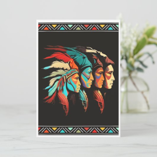 Uitnodigingen met Native American Paarden (Staand voorkant)