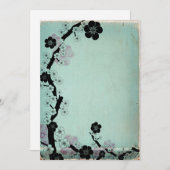 Uitnodigingen met vintage kersenbloesemmotief (Voorkant / Achterkant)