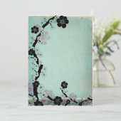 Uitnodigingen met vintage kersenbloesems (Staand voorkant)