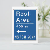 Uitnodigingen met wegwijsbord rustplaats (Staand voorkant)