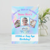 Uitnodigingen of 100 SAVE the DATE met 1 - 3 foto' (Staand voorkant)