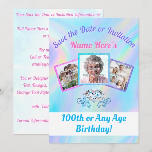 Uitnodigingen of 100 SAVE the DATE met 1 - 3 foto' (Voorkant / Achterkant)