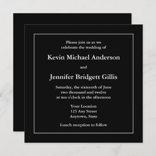 Uitnodigingen of aankondigingen voor het zwart-wit (Voorkant / Achterkant)