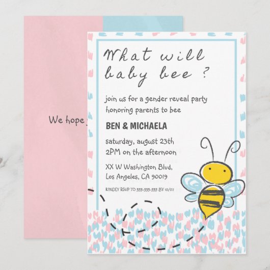 Uitnodigingen om baby's te douchen (Voorkant / Achterkant)