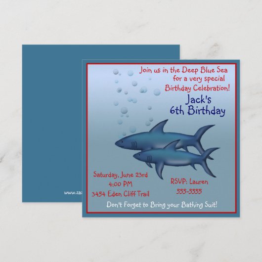 Uitnodigingen om haaien te houden (Voorkant / Achterkant)