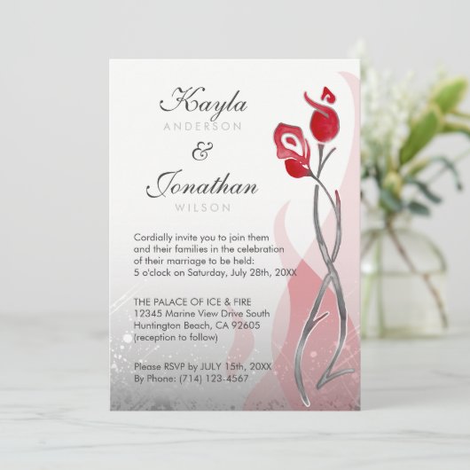 Uitnodigingen om te strijden tegen brand | Rozen m (Staand voorkant)