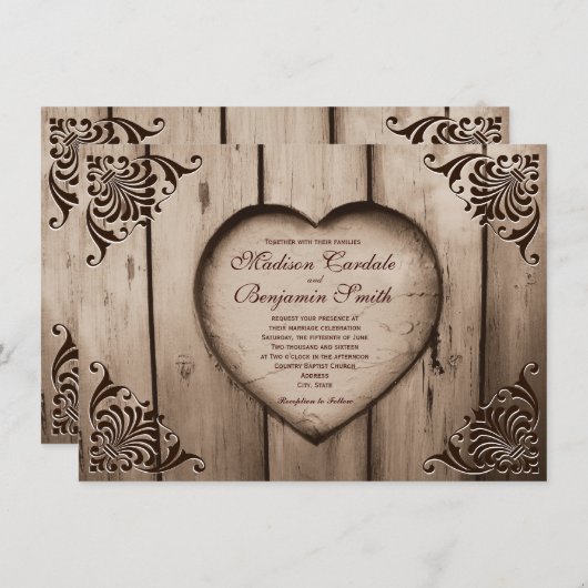 Uitnodigingen om te weduwen door roestvrij landsch (Voorkant / Achterkant)