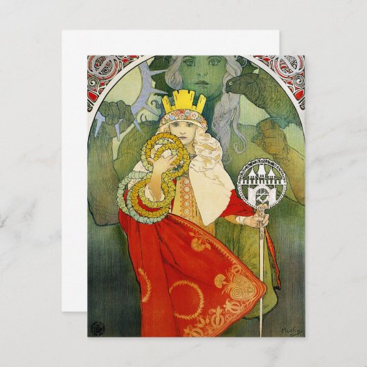 Uitnodigingen op het festival van Alphonse Mucha S (Voorkant / Achterkant)