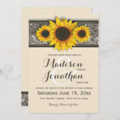 Uitnodigingen op het Rustic Country Sunflower Wedd (Voorkant / Achterkant)