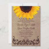 Uitnodigingen op het Rustic Country Sunflower Wedd (Voorkant)