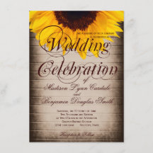 Uitnodigingen op het Rustic Country Sunflower Wedd