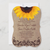 Uitnodigingen op het Rustic Country Sunflower Wedd (Voorkant)