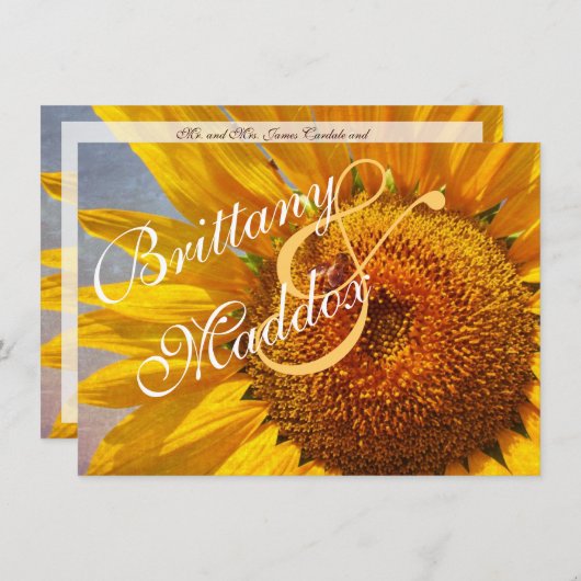 Uitnodigingen op het Rustic Country Sunflower Wedd (Voorkant / Achterkant)