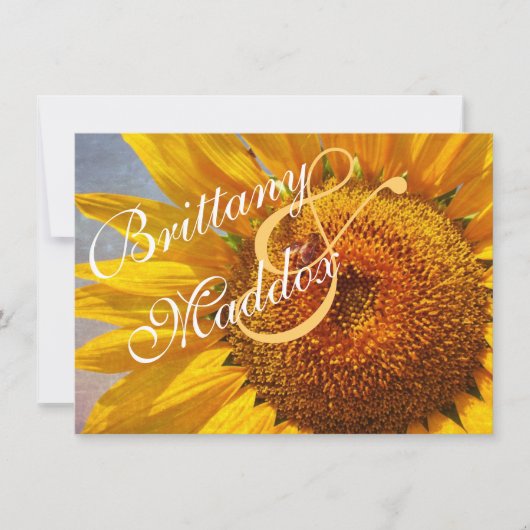 Uitnodigingen op het Rustic Country Sunflower Wedd (Voorkant)