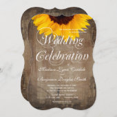 Uitnodigingen op het Rustic Country Sunflower Wedd (Voorkant / Achterkant)