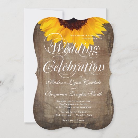Uitnodigingen op het Rustic Country Sunflower Wedd (Voorkant)