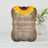 Uitnodigingen op het Rustic Country Sunflower Wedd (Staand voorkant)