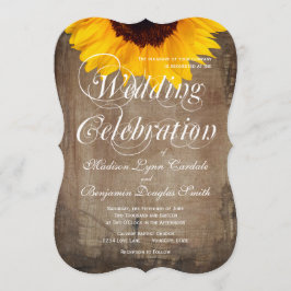 Uitnodigingen op het Rustic Country Sunflower Wedd