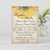 Uitnodigingen op het Rustic Country Sunflower Wedd (Staand voorkant)