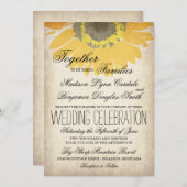 Uitnodigingen op het Rustic Country Sunflower Wedd (Voorkant / Achterkant)