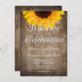 Uitnodigingen op het Rustic Country Sunflower Wedd (Voorkant / Achterkant)