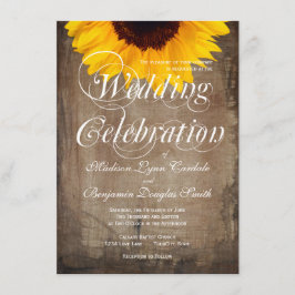 Uitnodigingen op het Rustic Country Sunflower Wedd
