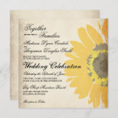 Uitnodigingen op het Rustic Country Sunflower Wedd (Voorkant / Achterkant)