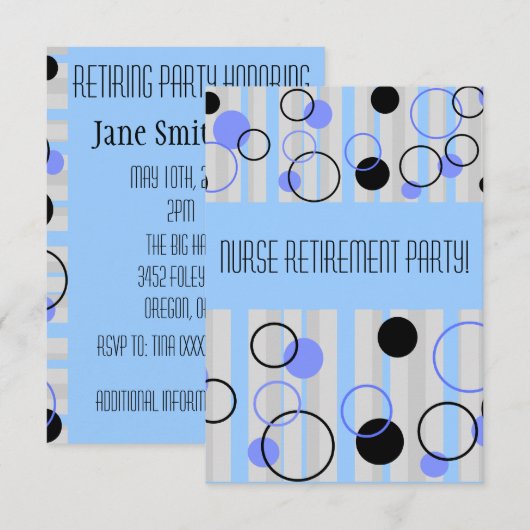 Uitnodigingen oproeppartij verpleegster (Voorkant / Achterkant)