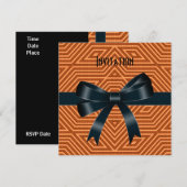 Uitnodigingen Oranje Stripe Black Bow (Voorkant / Achterkant)