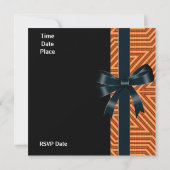 Uitnodigingen Oranje Stripe Black Bow (Achterkant)