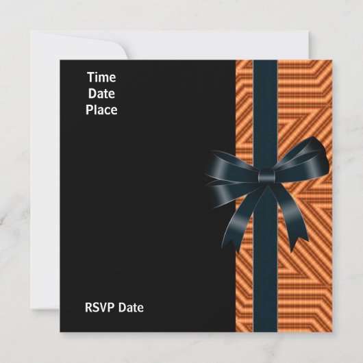 Uitnodigingen Oranje Stripe Black Bow (Achterkant)