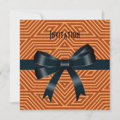 Uitnodigingen Oranje Stripe Black Bow (Voorkant)