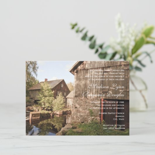 Uitnodigingen over het huwelijk in Rustic Country (Staand voorkant)