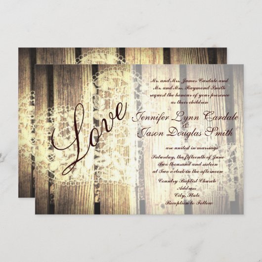 Uitnodigingen over het huwelijk in Rustic Country (Voorkant / Achterkant)