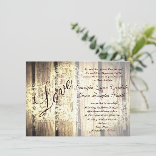 Uitnodigingen over het huwelijk in Rustic Country  (Staand voorkant)
