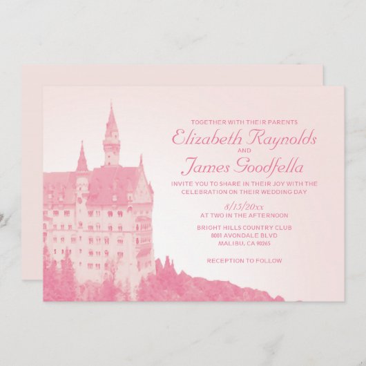 uitnodigingen over het kasteel van Fairytale (Voorkant / Achterkant)