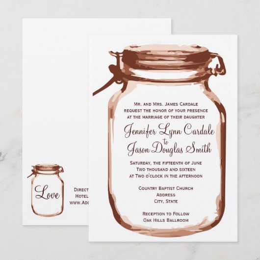 Uitnodigingen over huwelijken tussen Rustic Countr (Voorkant / Achterkant)