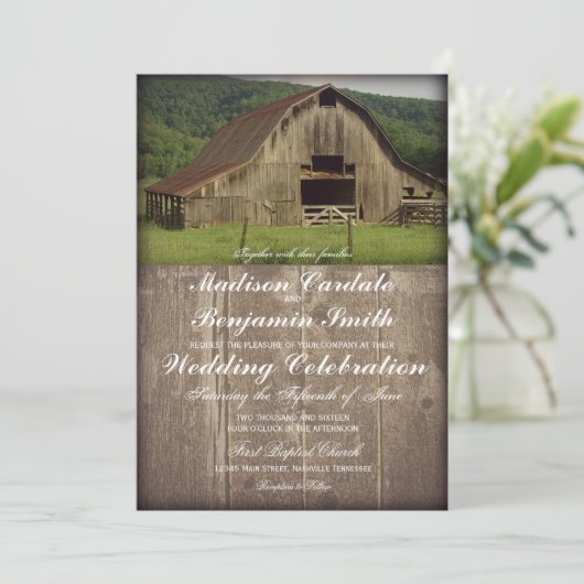 Uitnodigingen over landelijk huwelijk (Staand voorkant)