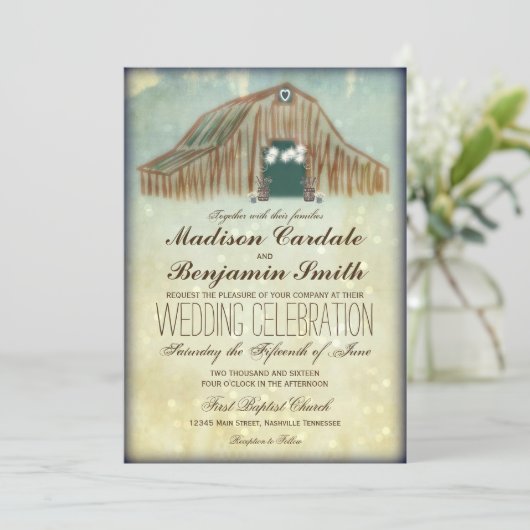 Uitnodigingen over landelijk huwelijk (Staand voorkant)