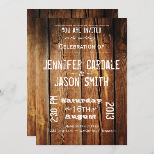 Uitnodigingen over landelijk landschap rond hout (Voorkant / Achterkant)