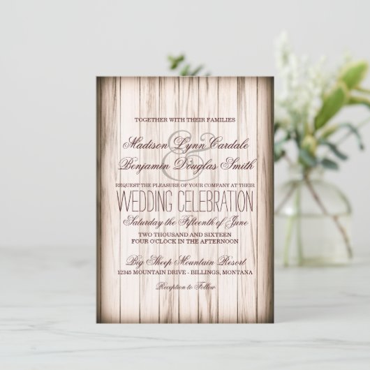 Uitnodigingen over landelijk landschap rond hout (Staand voorkant)