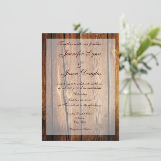 Uitnodigingen over landelijk landschap rond hout (Staand voorkant)