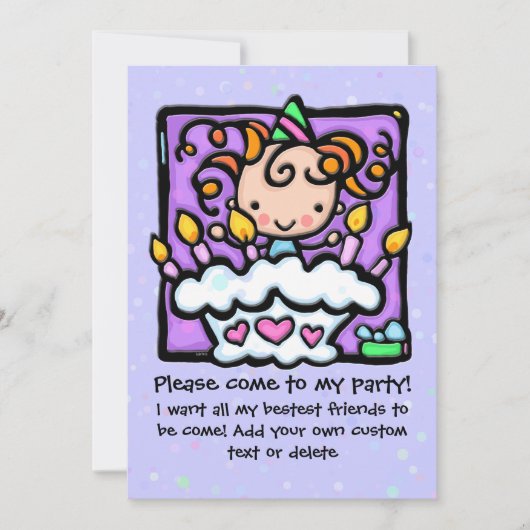 Uitnodigingen PAARS voor verjaardagsfeest (Voorkant)