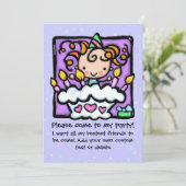 Uitnodigingen PAARS voor verjaardagsfeest (Staand voorkant)