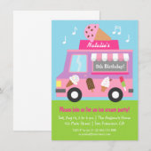Uitnodigingen Paarse Ice Cream Truck Birthday Part (Voorkant / Achterkant)