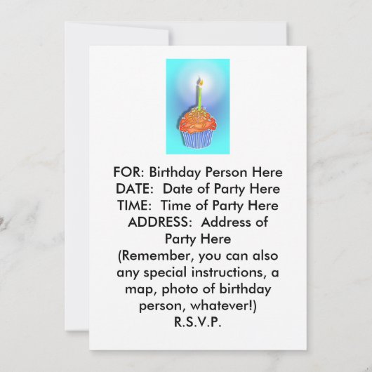 Uitnodigingen - Pop Art Birthday Cupcakes (Achterkant)