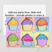 Uitnodigingen - Pop Art Cupcakes (Voorkant / Achterkant)