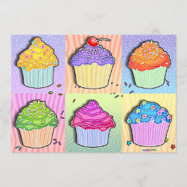 Uitnodigingen - Pop Art Cupcakes